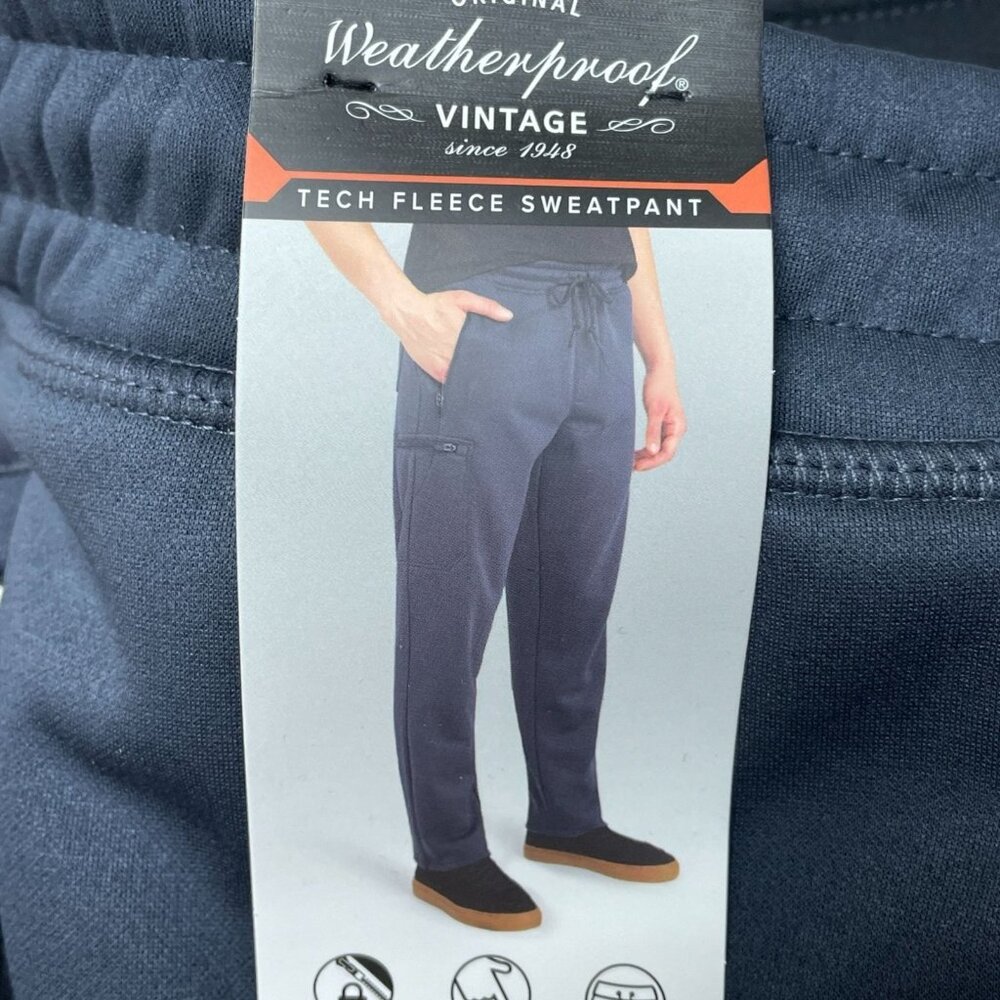 Weatherproof Vintage Men's M Tech Fleece Sweatpants Relaxed Fit Navy L1329 - Picture 3 of 6